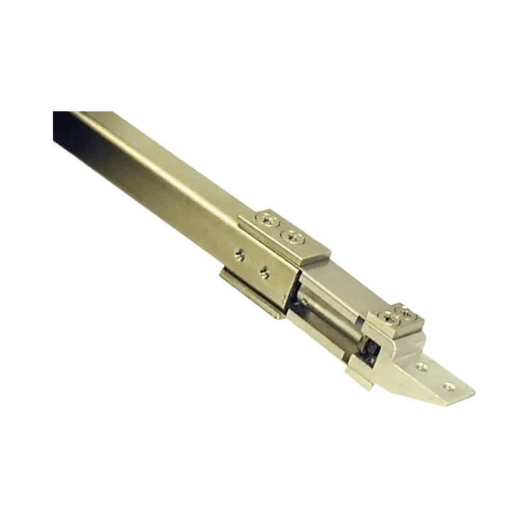 Metallic rail with adjustable sliding mechanism.