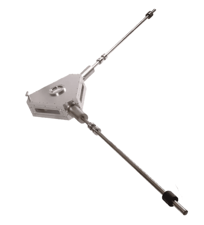 Triangular metal antenna with two long rods