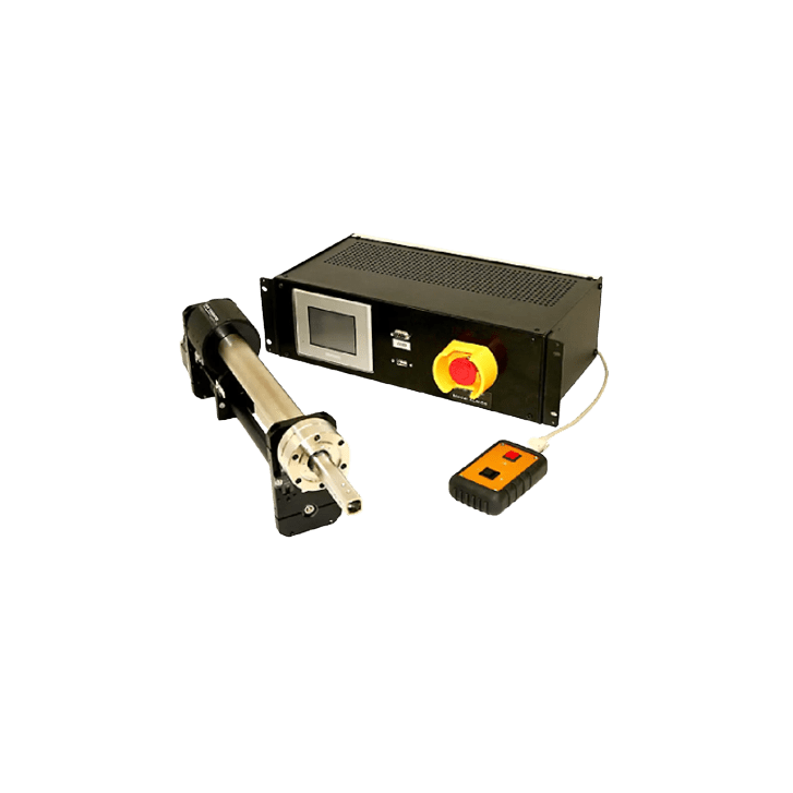 Industrial laser machine with control panel.