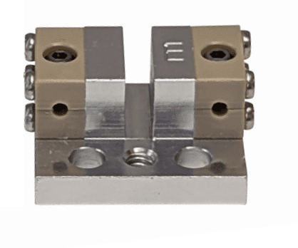 Metal mounting bracket with screws and holes