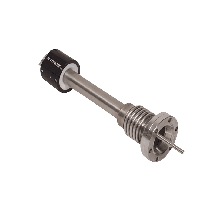 Industrial metal component on black background.